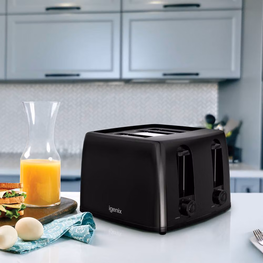 Igenix 4 Slice Toaster, 1300W, Black – 4