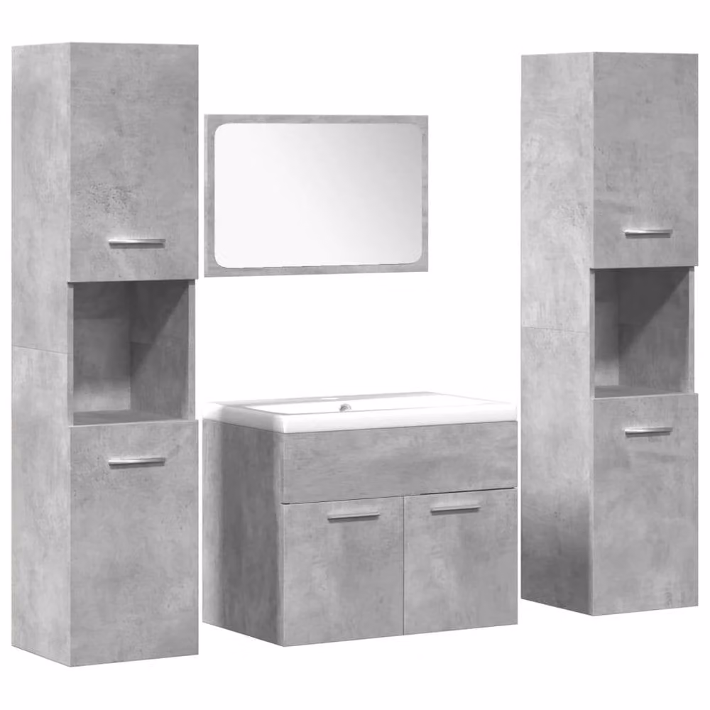 Berkfield Home 4 Piece Modern Bathroom Furniture Set in Matt Concrete Grey