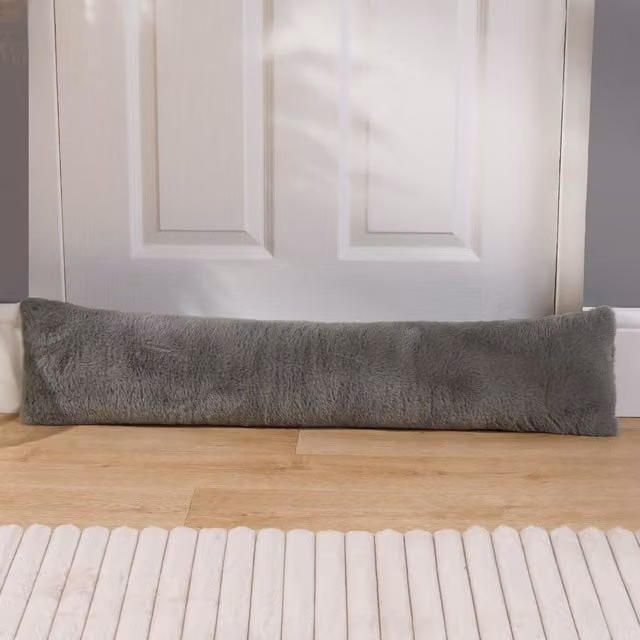 OHS Faux Fur Fleece Draft Excluder and Window Insulation in Charcoal Grey