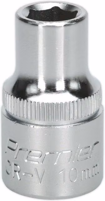 Loops 10mm Steel Drive Socket 1/2 inch Square Drive in Silver Chrome Vanadium