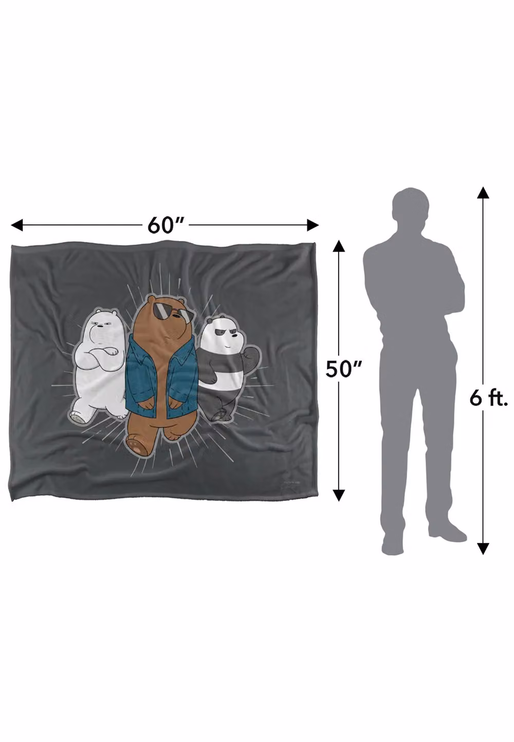 LOGOVISION We Bare Bears Super Soft Microfibre Fleece Throw Blanket, White, W/D/H: 152 x 127 cm – 6