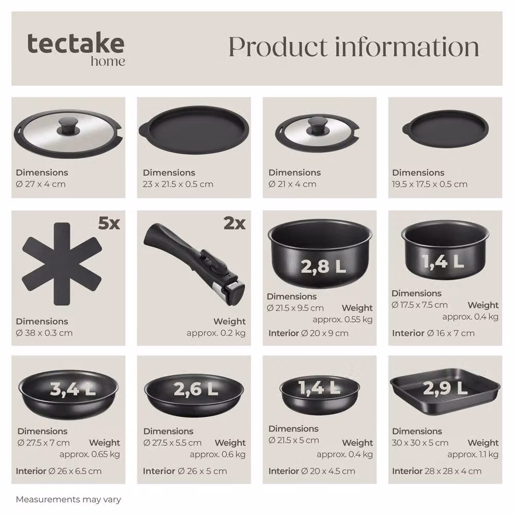 tectake Kitchen Starter Set Una/Parma in Black – 4