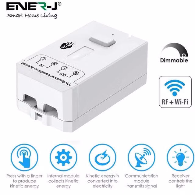 ENER-J RF Dimmable and WiFi Single Module Smart Receiving Controller 1A Dimmer in White