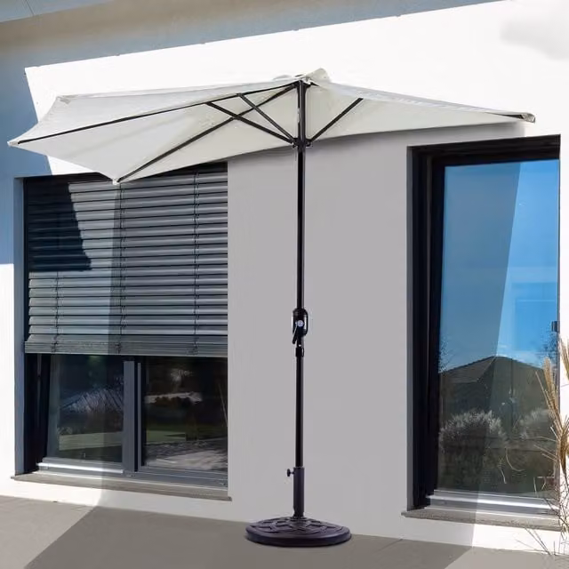 Outsunny Half Round Balcony Parasol Sun Shade in Cream