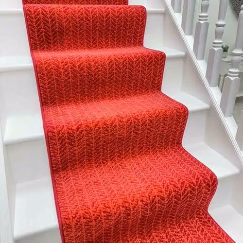 runrug Empire Red Herringbone Stair Runner, W: 60 cm, L: 720 cm