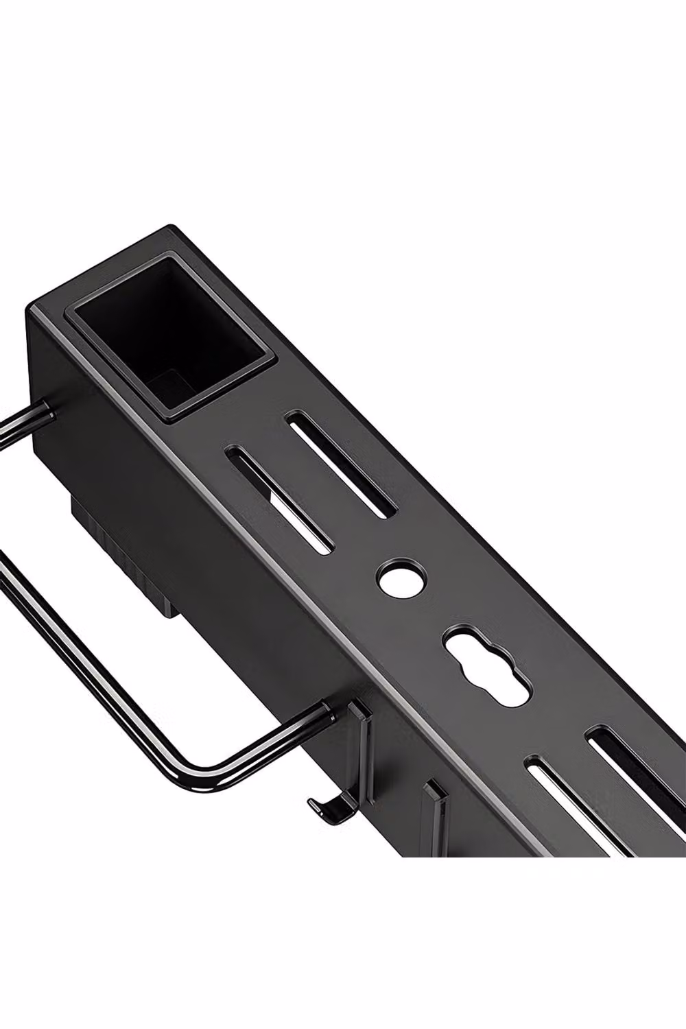 Garden Sanctuary Black Metal Wall-Mounted Self-Adhesive Kitchen Utensil Storage Rack – 4