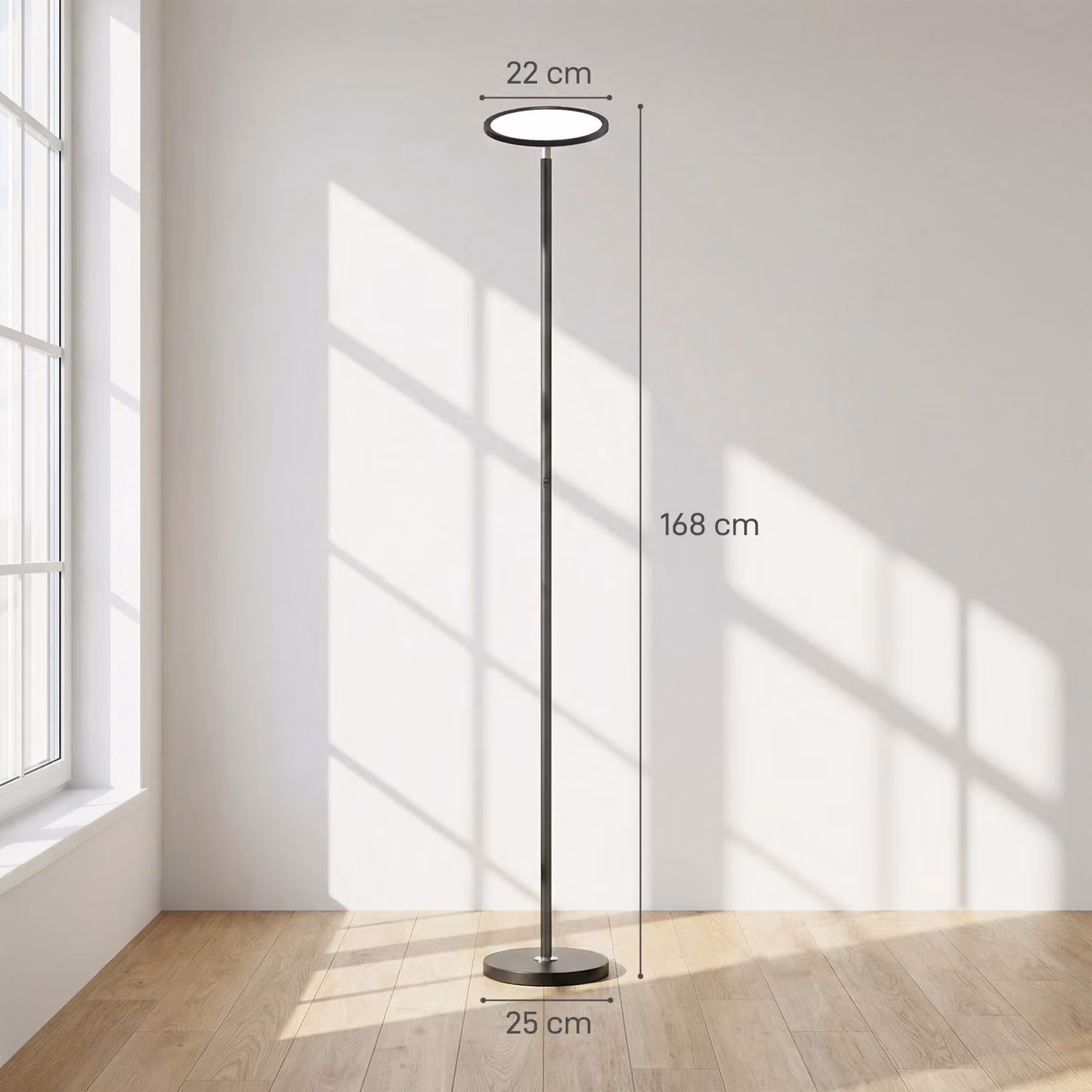 HOMCOM Black Uplighter Floor Lamp with Tuya App Control, Music Sync, RGB Lighting and Adjustable Head – 3