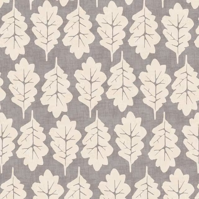 iLiv Oak Leaf Fabric in Pewter Grey and Beige