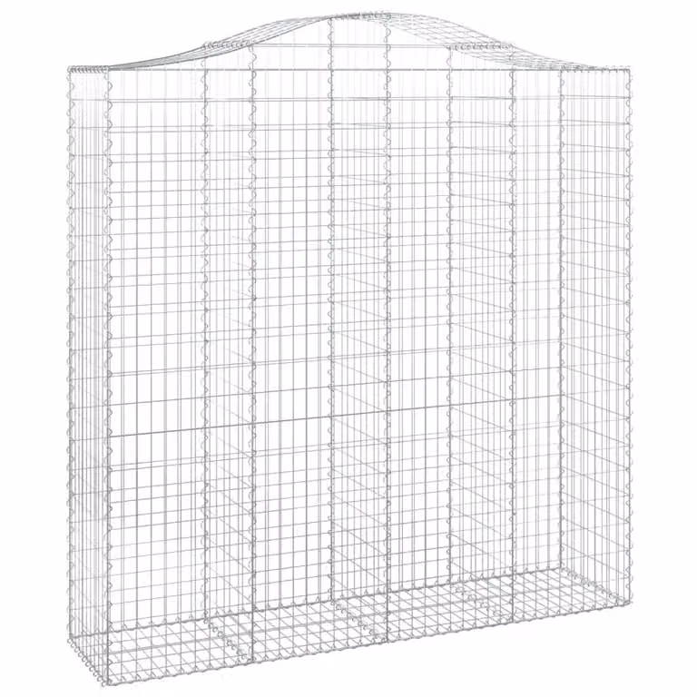 Berkfield Home Arched Gabion Basket in Silver Galvanised Steel, W: 200 cm, D: 50 cm, H: 200-220 cm