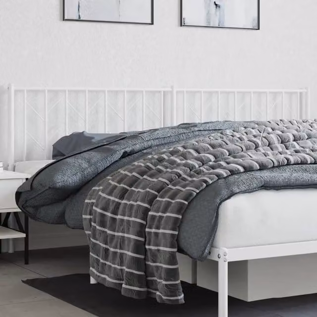 Berkfield Home Classic Metal Headboard in White, 200 cm – 1