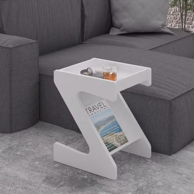 Seconique Naples Z Side Table in Black and White Pine Wood
