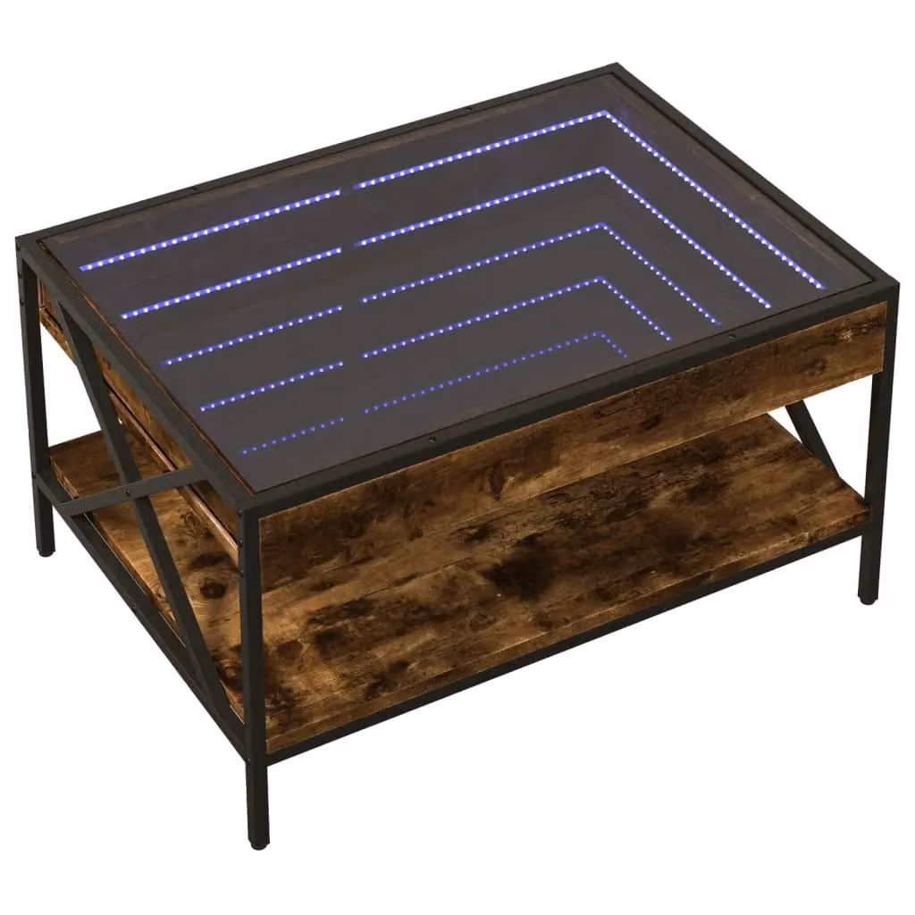 Berkfield Home Infinity LED Coffee Table in Smoked Oak Brown, W/D/H: 70 x 50 x 38 cm – 3