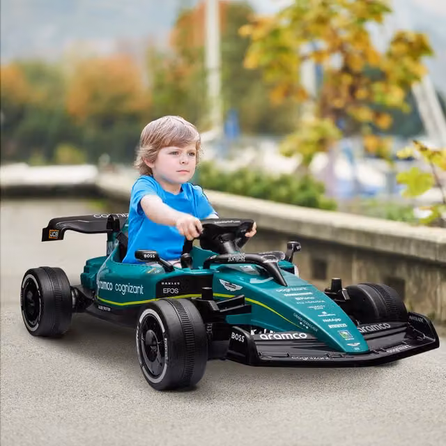 AIYAPLAY 12V Electric Go Kart with Shock-Absorbing Wheels and Light and Sound Effects in Green