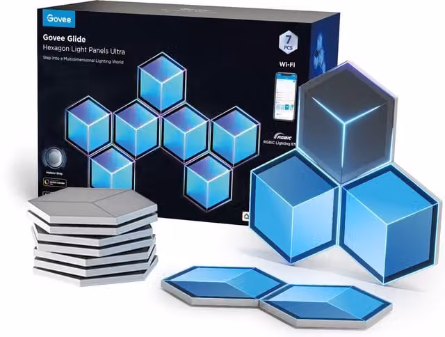 Govee Ultra Hexagon LED Light Panels, Pack of 7, Grey
