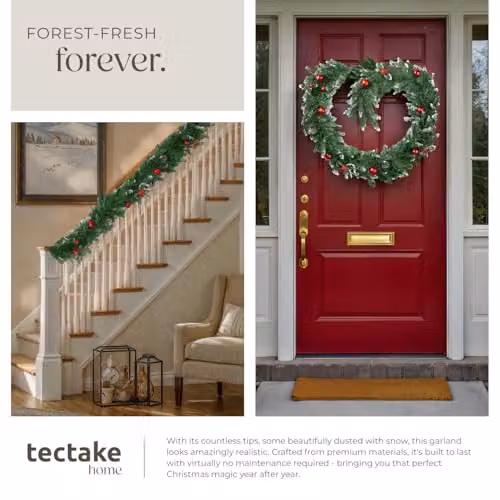 tectake Christmas Garland with Baubles, Pine Cones and Berries in Green and Red – 4