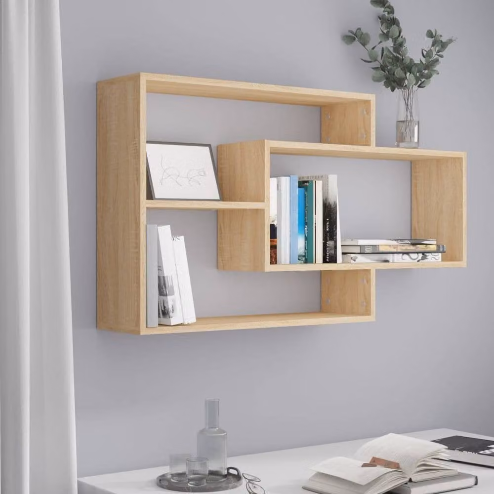 Berkfield Home Wall Mounted Sonoma Oak Shelf, W: 104 cm, D: 20 cm, H: 58.5 cm – 2