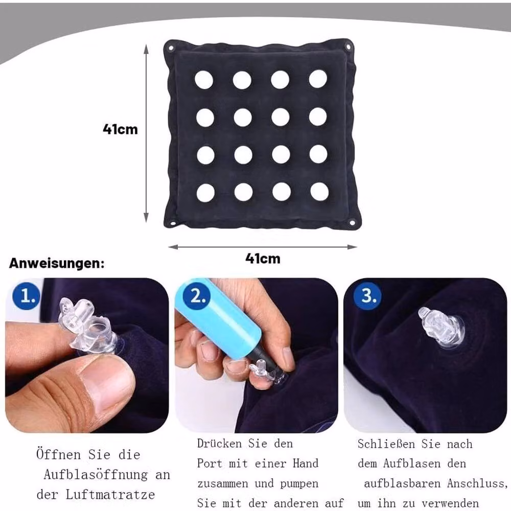 FLAVORA Inflatable Square Cushion Seat Pad in Black, W/D: 120 x 90 cm – 2