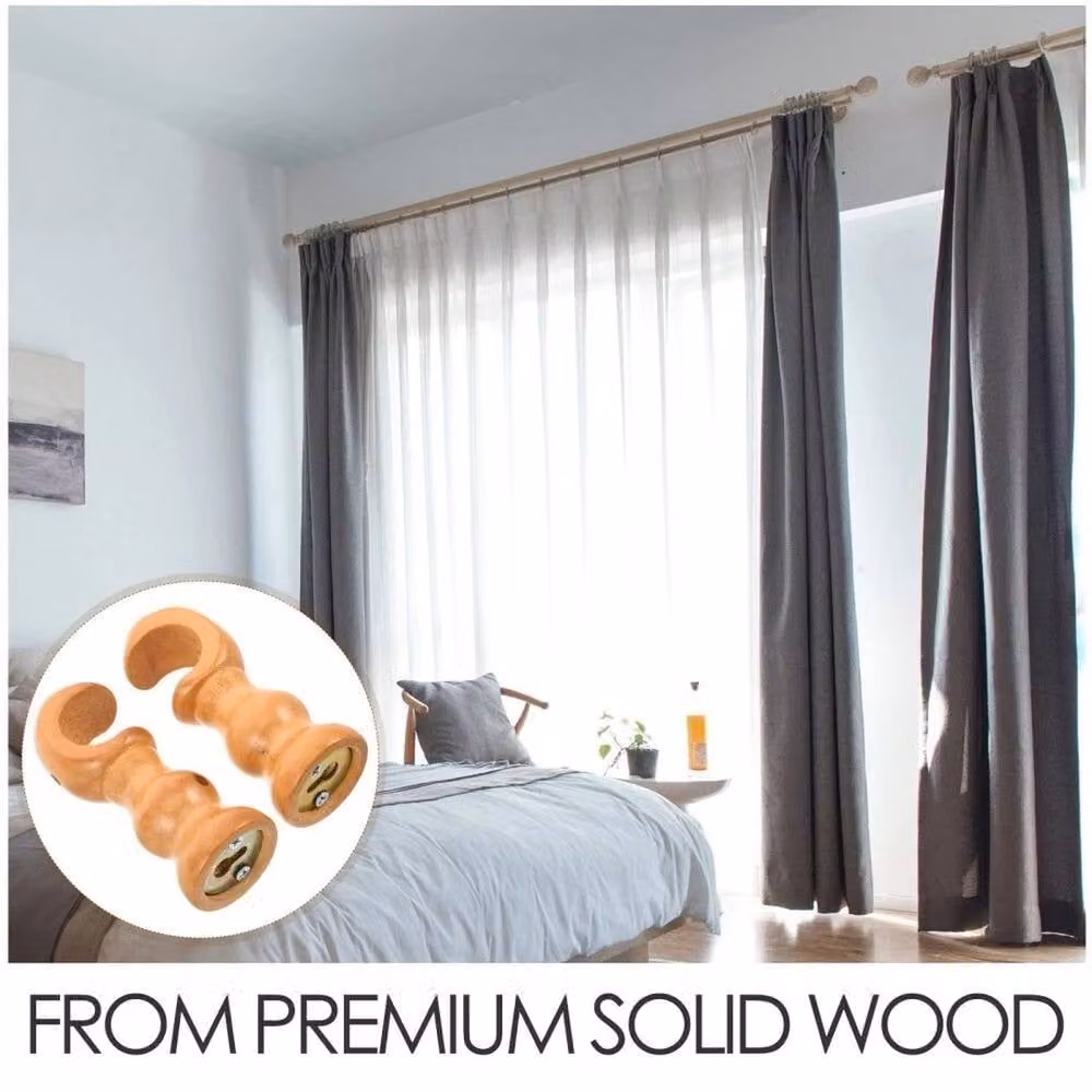 SPETLEK 2-Piece Solid Wood Curtain Rod Brackets in Brown – 3