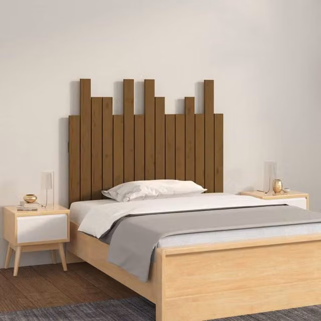 Berkfield Home Rustic Solid Wood Pine Wall Headboard, Honey Brown, W: 95.5 cm, D: 3 cm, H: 80 cm – 1