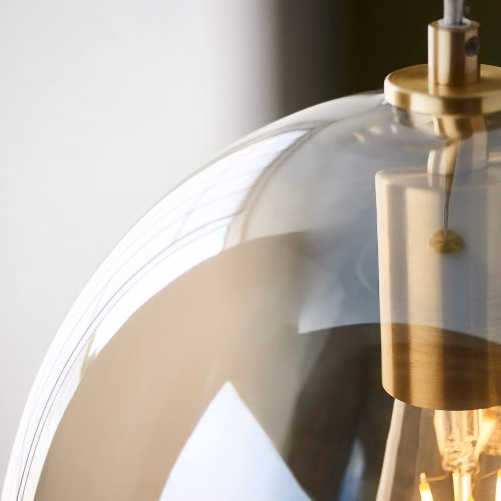 Netlighting Kelda Oval Dome Pendant Light in Gold and Brass with Champagne Lustre Glass, E27 – 3