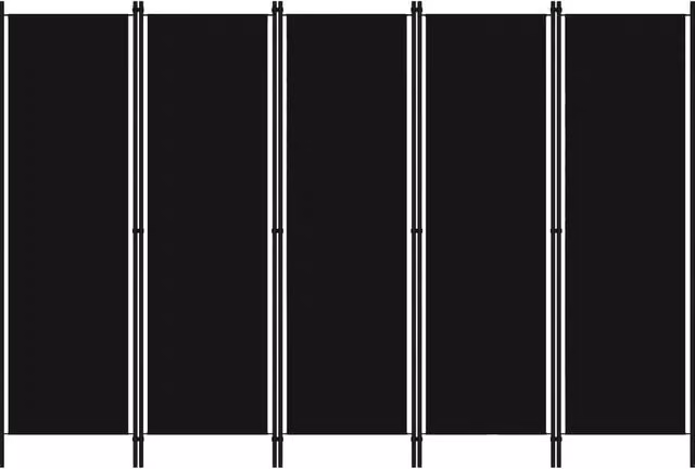 Berkfield Home 5-Panel Modern Room Divider in Black, W/H: 250 x 180 cm