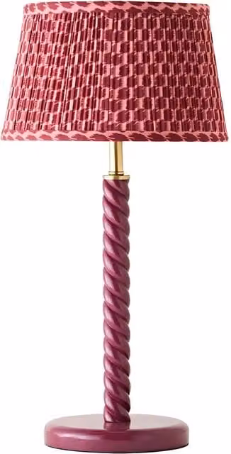 ValueLights Amara Wood Twisted Table Lamp with Double Pink and Blue Pleated Fabric Shade and Bulb Included – 1