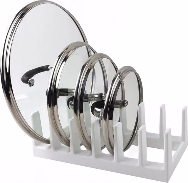 Nordara 6-Section White Plastic Pan and Pot Lid Organiser