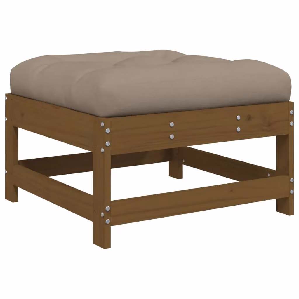 Berkfield Home Rustic Pine Garden Footstool with Cushion in Honey Brown – 2