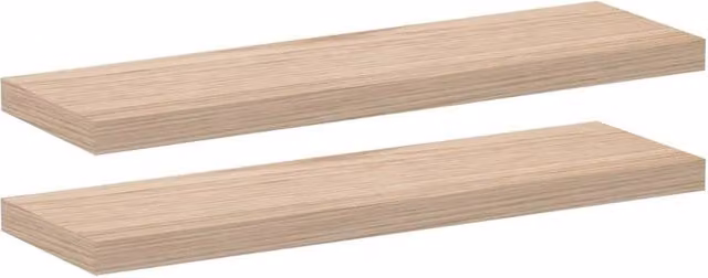 Berkfield Home Set of 2 Floating Wall Mounted Shelves in Light Tan Engineered Wood, W: 80 cm, D: 23.5 cm, H: 4 cm