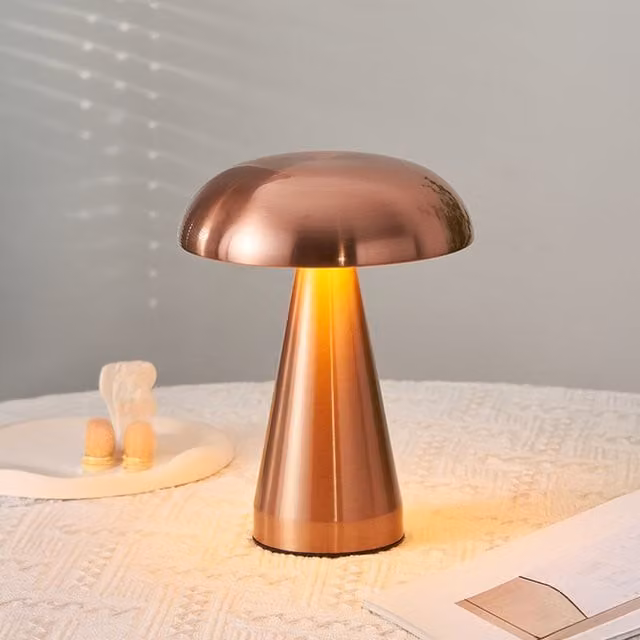 Lifeideas Rechargeable Dimmable Mushroom LED Table Lamp in Copper