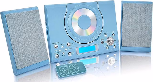 Grouptronics CD Player Radio with Clock Alarm and USB in Blue