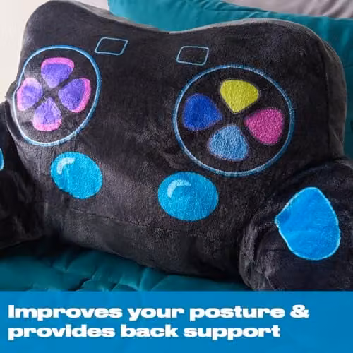 OHS Gaming Controller Cuddle Cushion for Kids in Black, Soft Teddy Fleece Reading Pillow, W/D/H: 82 x 54 x 34 cm – 4