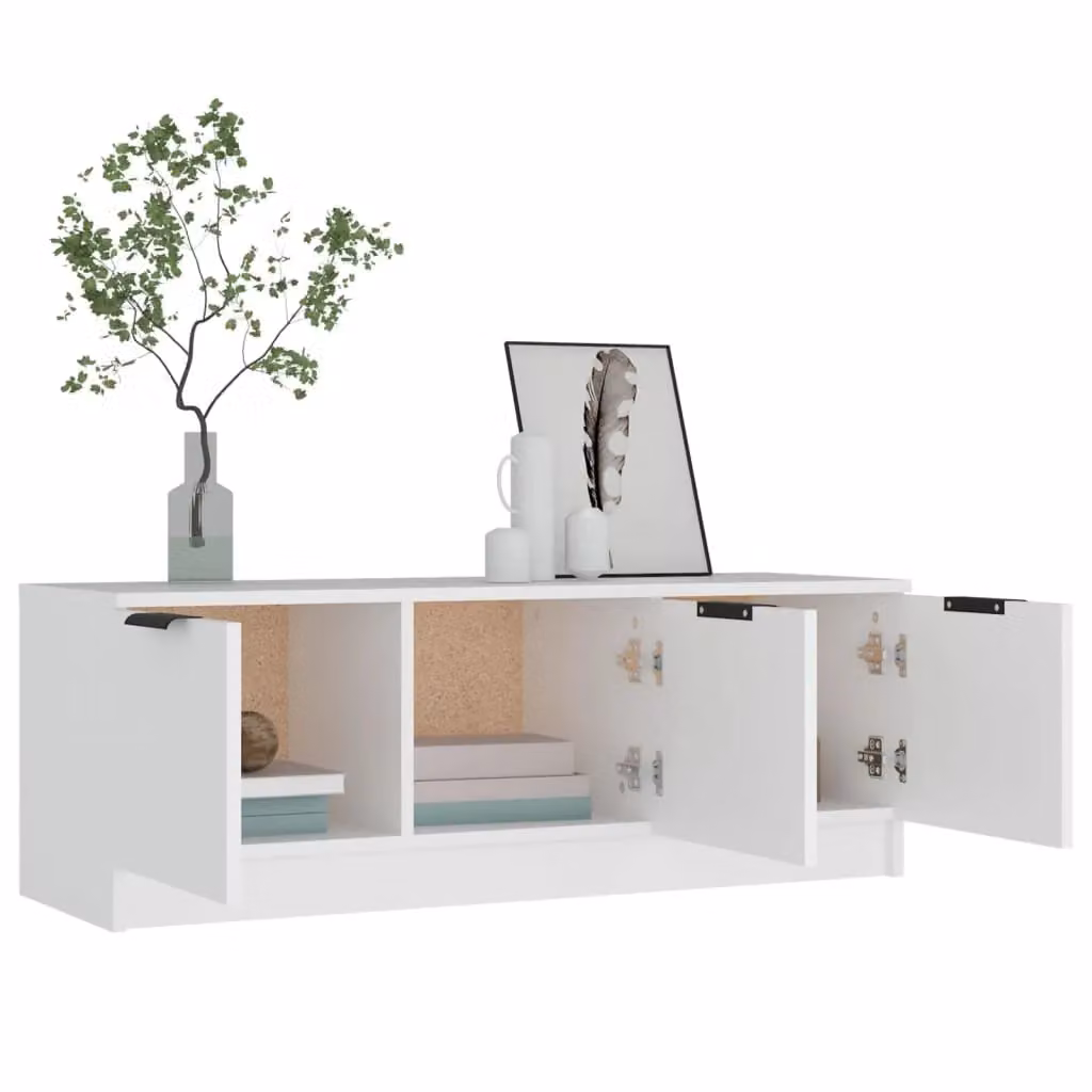 Berkfield Home White TV Cabinet in MDF, W: 102 cm, D: 35 cm, H: 36.5 cm – 2