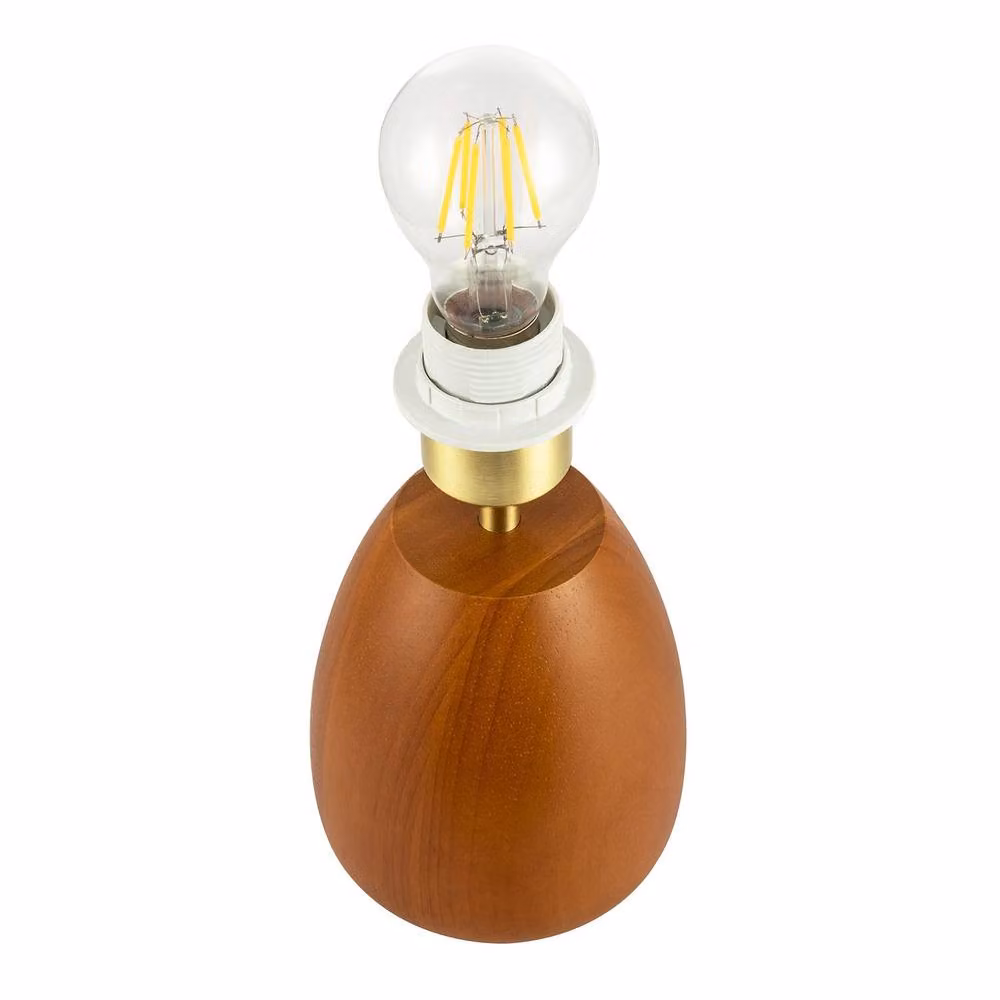 Happy Homewares Chunky Wooden Table Lamp Base with Mahogany Finish and Inline Switch in Brown – 2
