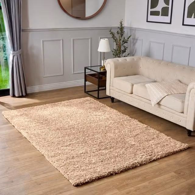 Bravich California Shaggy Rug in Beige, W: 170 cm, D: 120 cm