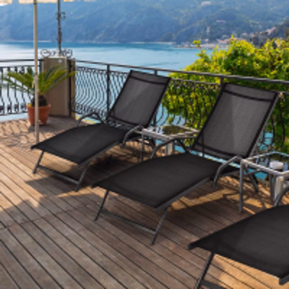 Costway Set of 2 Outdoor Chaise Lounge Chairs with 5-Position Adjustable Recliners in Black – 2
