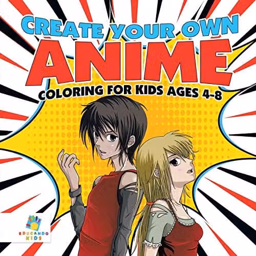 Educando Kids Create Your Own Anime Colouring Book for Children Ages 4-8, Multicolour – 1
