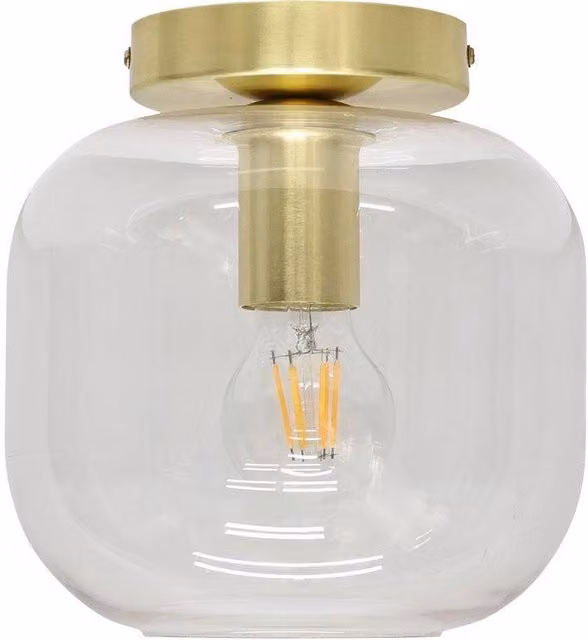 First Choice Lighting Bletch Round Ceiling Light Fitting with Transparent Glass and Gold/Brass Finish – 1