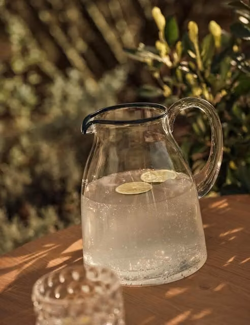 M&S Blue Contrast Rim Acrylic Picnic Jug