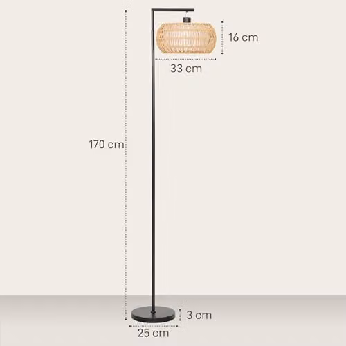 HOMCOM Boho Dimmable LED Floor Lamp with Remote Control and Foot Switch, Black, H 170 cm x W 33 cm x D 33 cm – 5