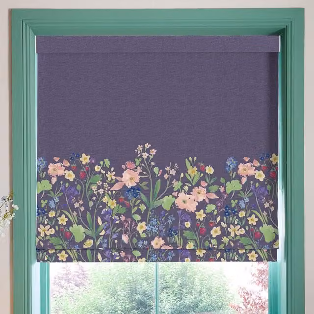 Bluebellgray Berneray Made To Measure Blackout Roman Blind in Midnight Floral Pattern