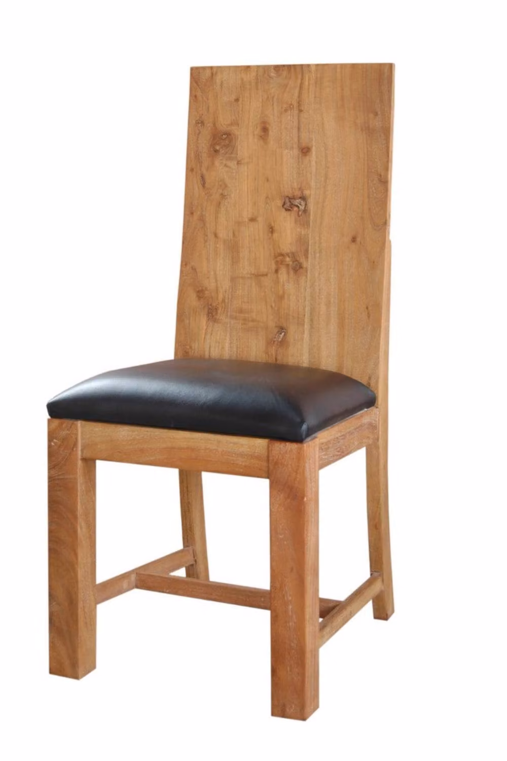 IH Design Cosmopolitan Industrial Acacia Dining Chairs, Pair, Black Leather and Brown Wood – 2
