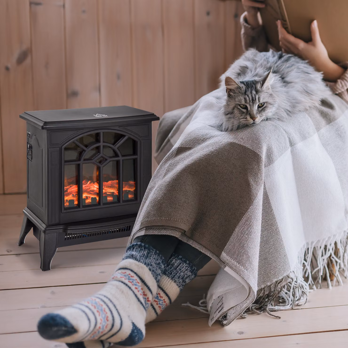 HOMCOM Black Metal Electric Heater with 2000W Power Output – 2