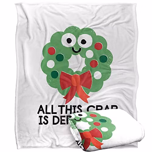 Bcreative David Olenick Hoho Hopeless Silky Touch Super Soft Fleece Throw Blanket in White, W: 152 cm, D: 127 cm