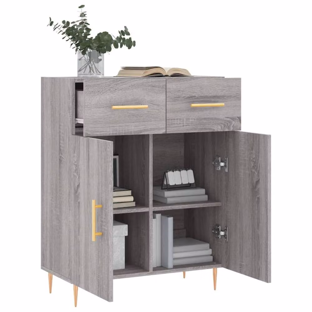 Berkfield Home Modern Grey Sideboard in Matt Engineered Wood W/D/H: 69.5 x 34 x 90 cm – 2