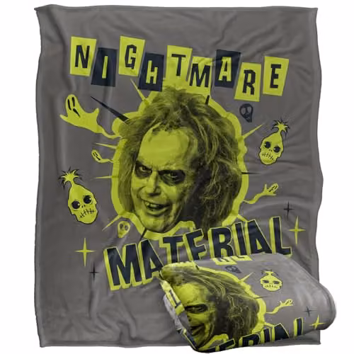 LOGOVISION Beetlejuice Throw Blanket, Multicolour and White, W: 152 cm, D: 127 cm