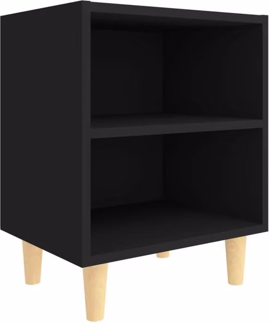 Berkfield Home Bed Cabinet in Black with Solid Wood Legs, W: 40 cm, D: 30 cm, H: 50 cm
