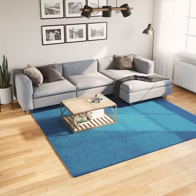 Berkfield Home Oviedo Short Pile Rug in Turquoise Blue, W/D: 240 x 240 cm