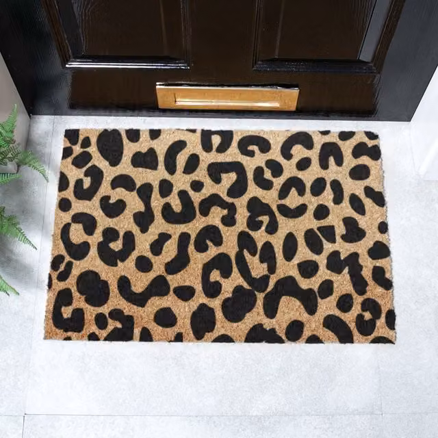 Artsy Mats Leopard Print Doormat in Black and Multicolour, W/D: 60 x 40 cm