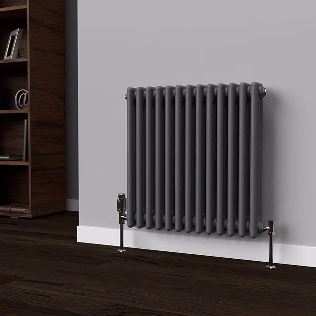 Lux Heat Horizontal 3 Column Steel Radiator in Anthracite Grey, W/H: 60.5 x 60.0 cm